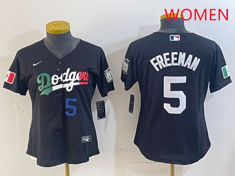 Women Los Angeles Dodgers #5 Freeman Black Game 2025 Nike MLB Jersey style 4038